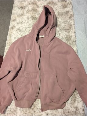 Mauve Comfrt Zip-Up Hoodie & Sweatpants Set